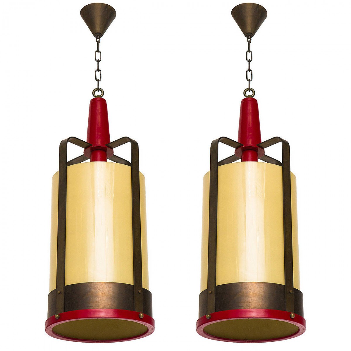 Industrial Lantern Style Pendants with Amber Glass Shade