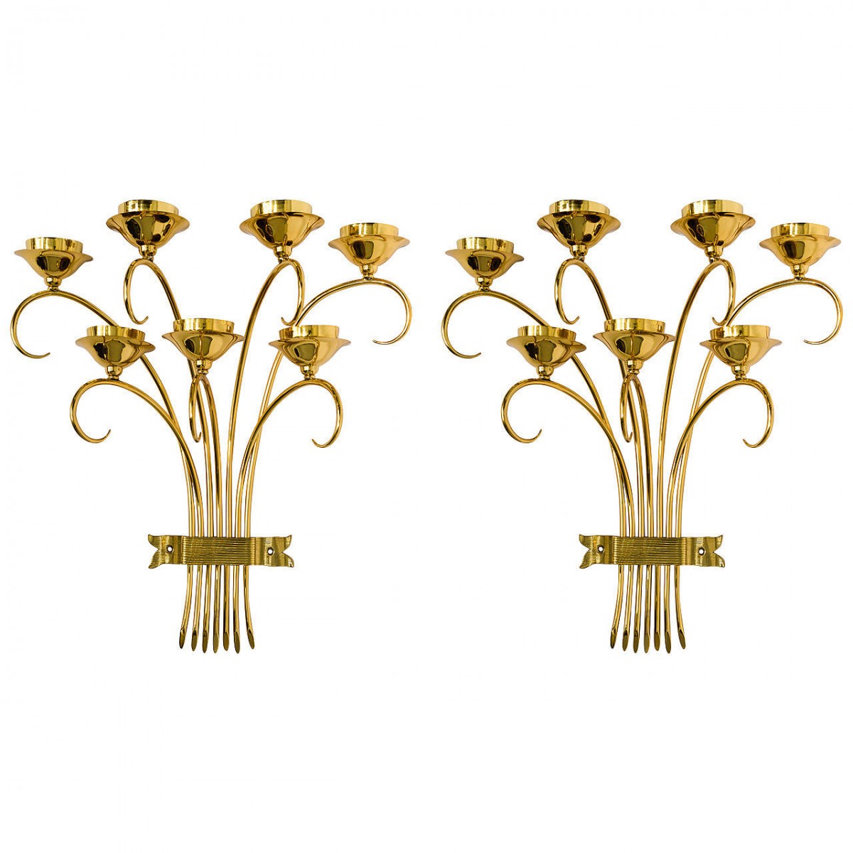 Pair of Brass Sconces in the Manner of Tommi Parzinger