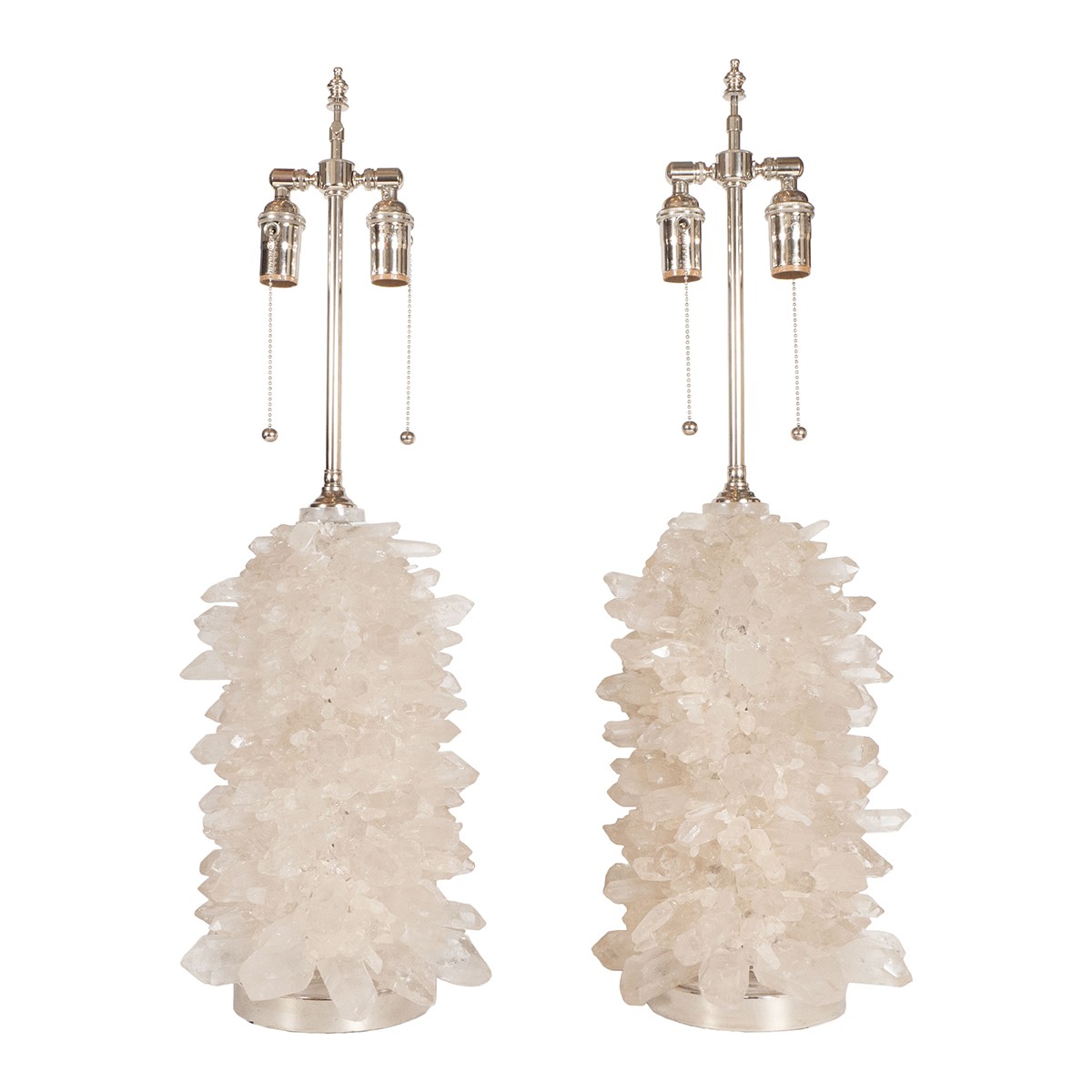 Pair of "Aggregate" Rock Crystal Cluster Lamps by Spark Interior