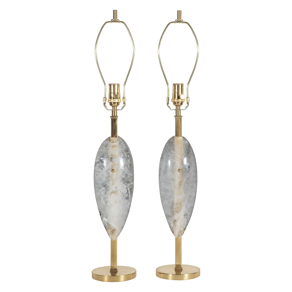 Pair of Rock Crystal and Brass "Purity" Table Lamps by Spark Interior