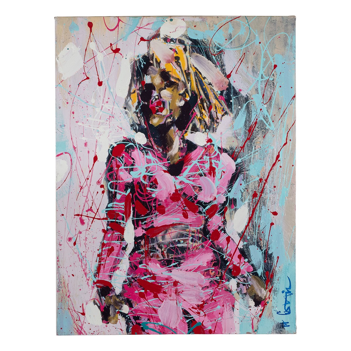 Modern Impressionistic Portrait of a Woman in Pink by Costain