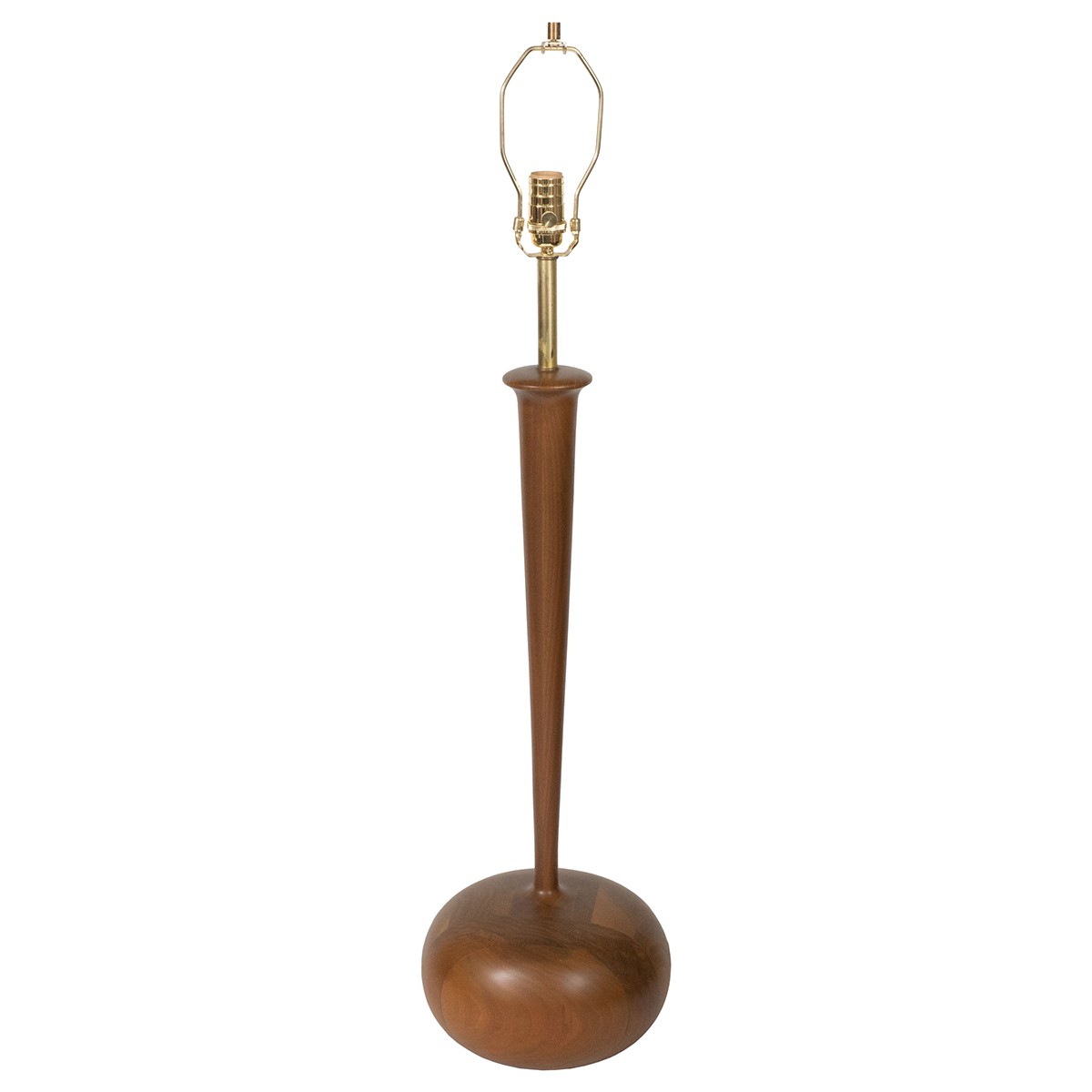 Single bulb-shaped walnut wood table lamp