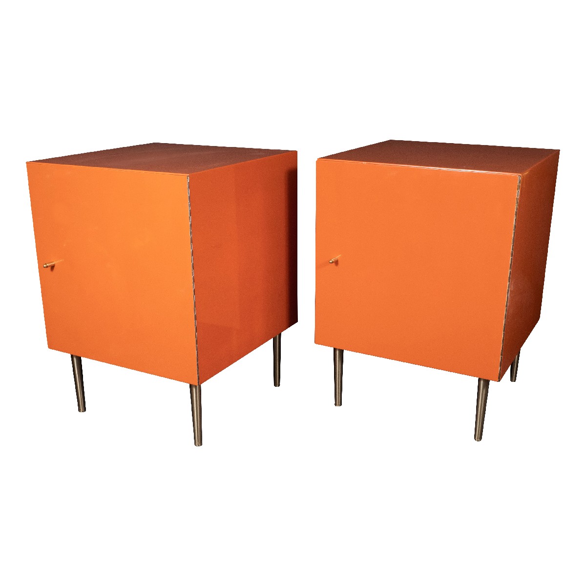 Pair of cubic orange cabinets