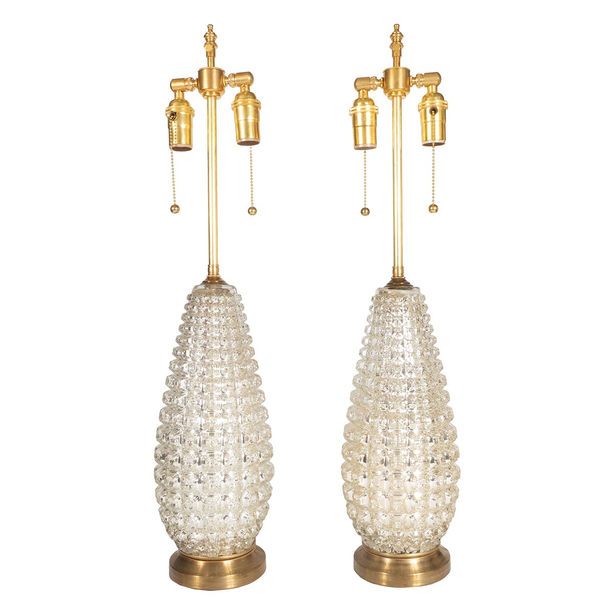 Pair of faceted mercury glass table lamps