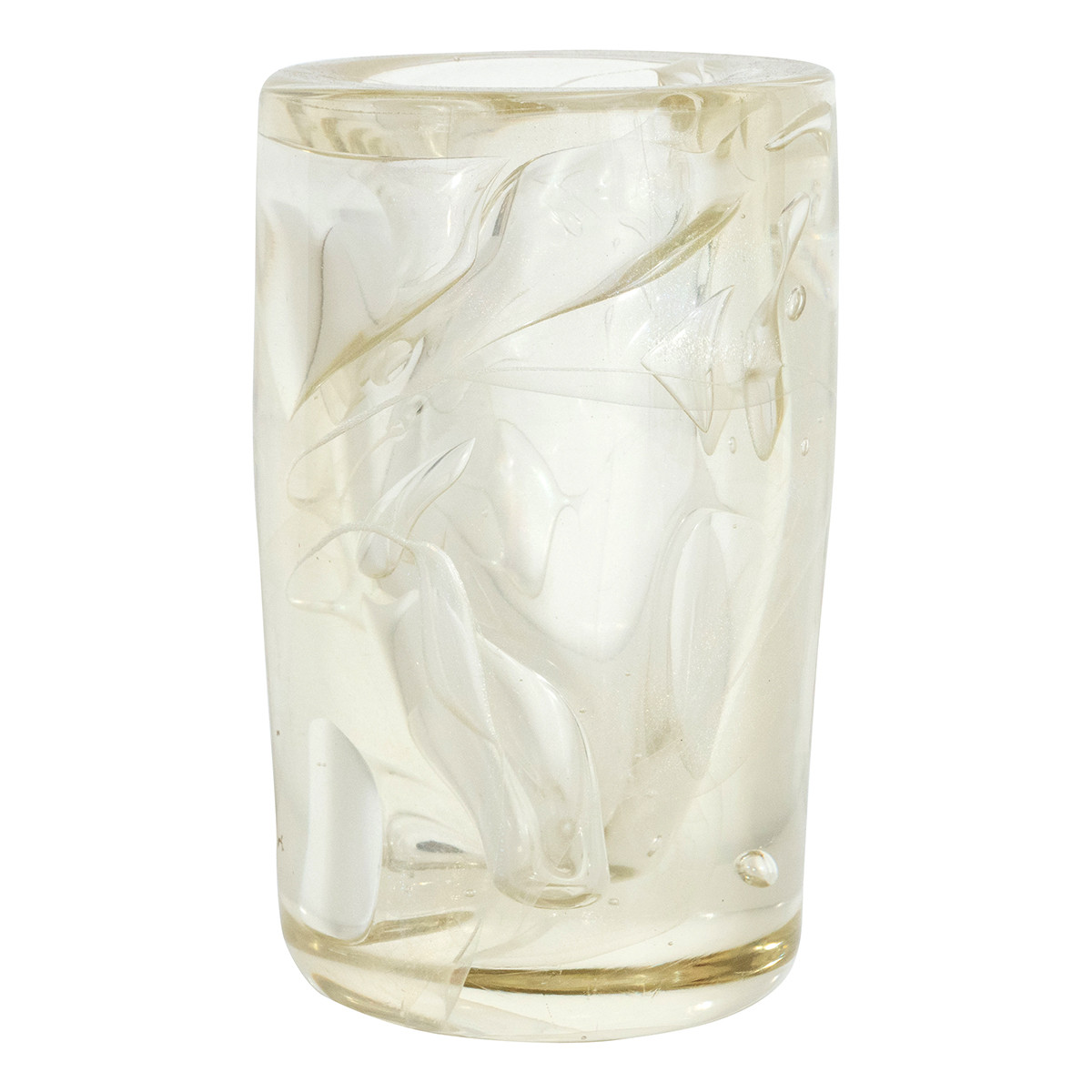 Gold-flecked art glass vase