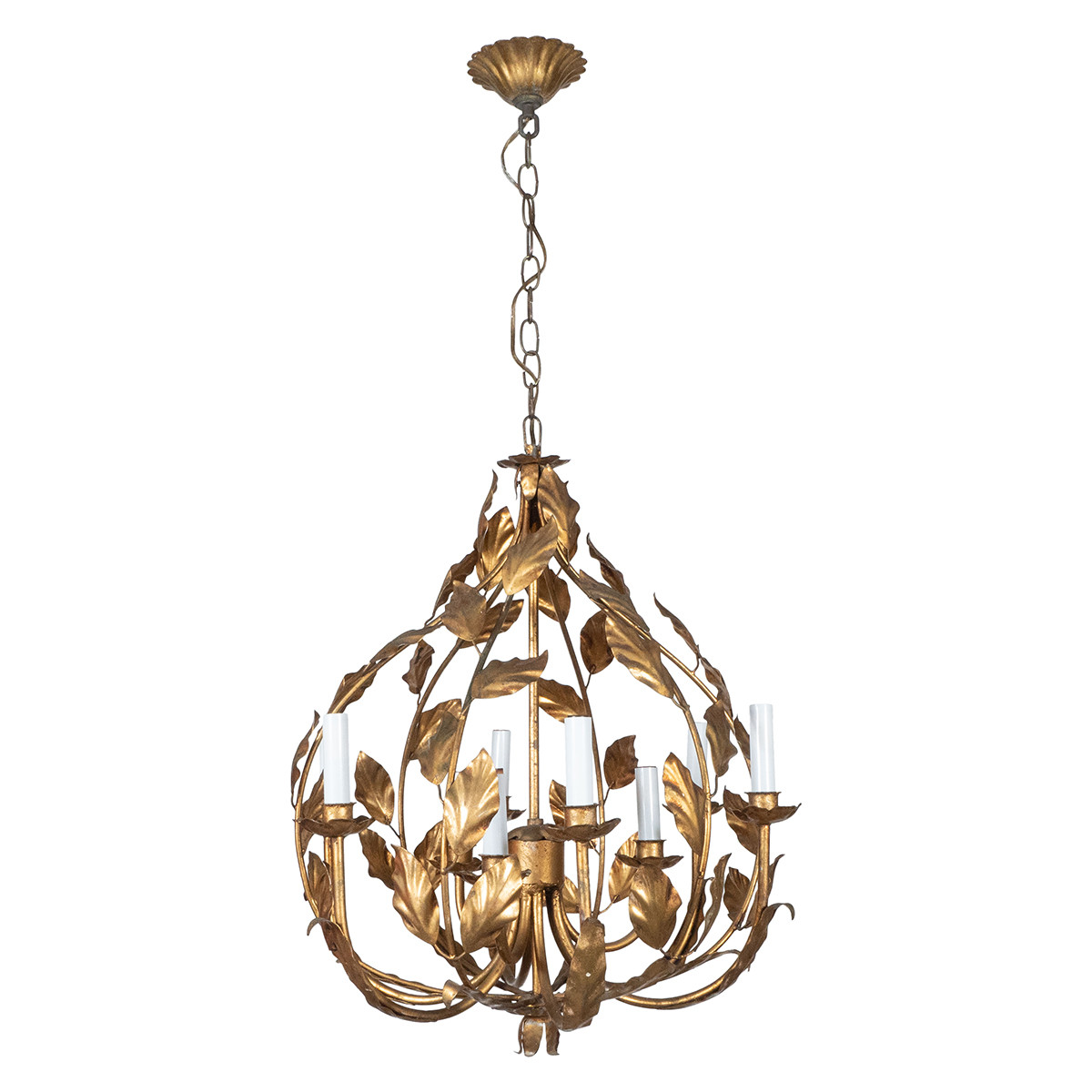 Gilt metal foliate motif chandelier