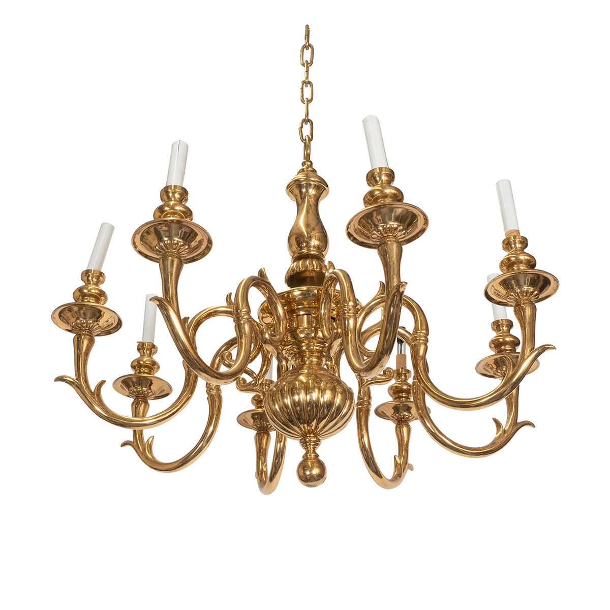 Tendril motif cast brass chandelier