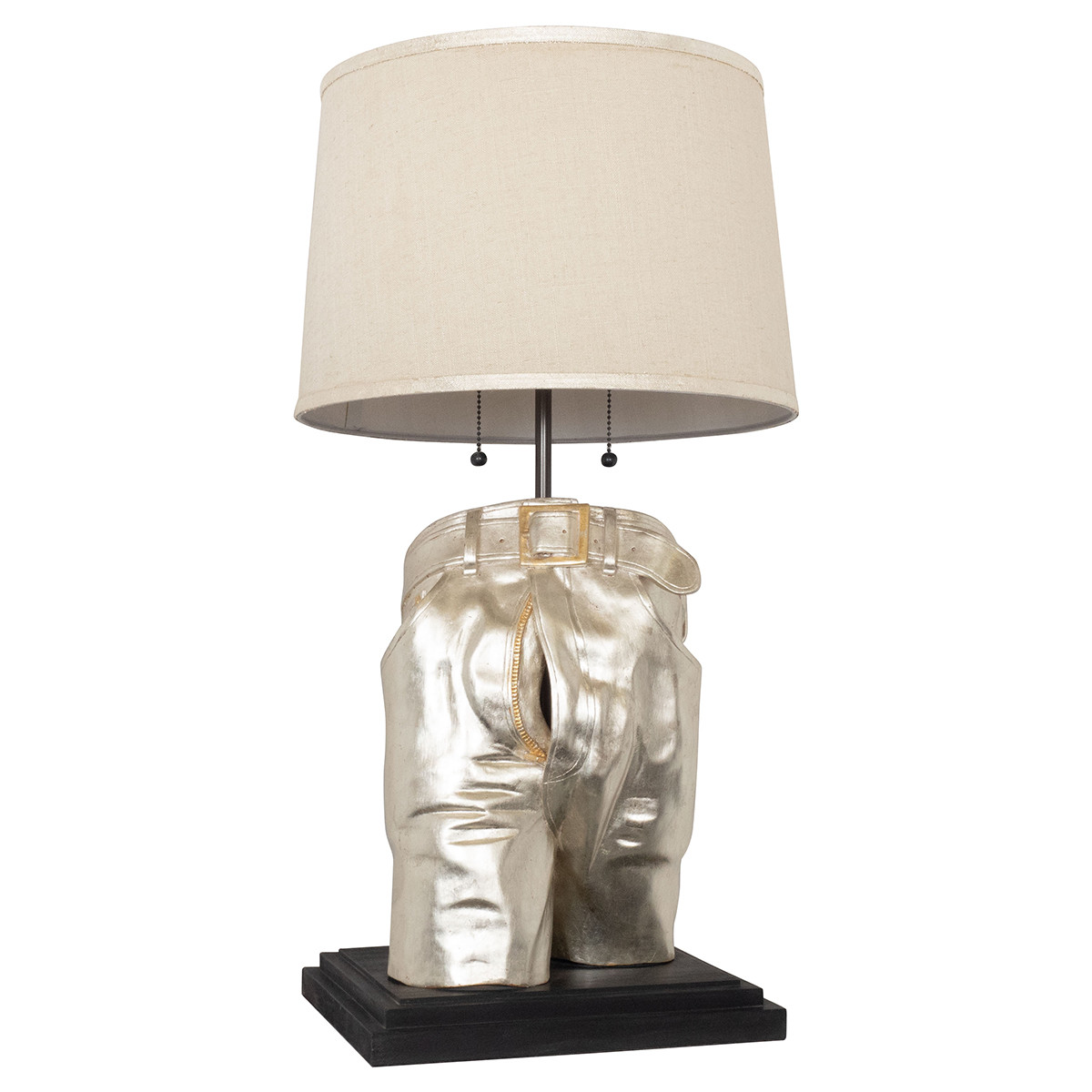 Giltwood sculptural "jeans" table lamp by Carlos Villegas