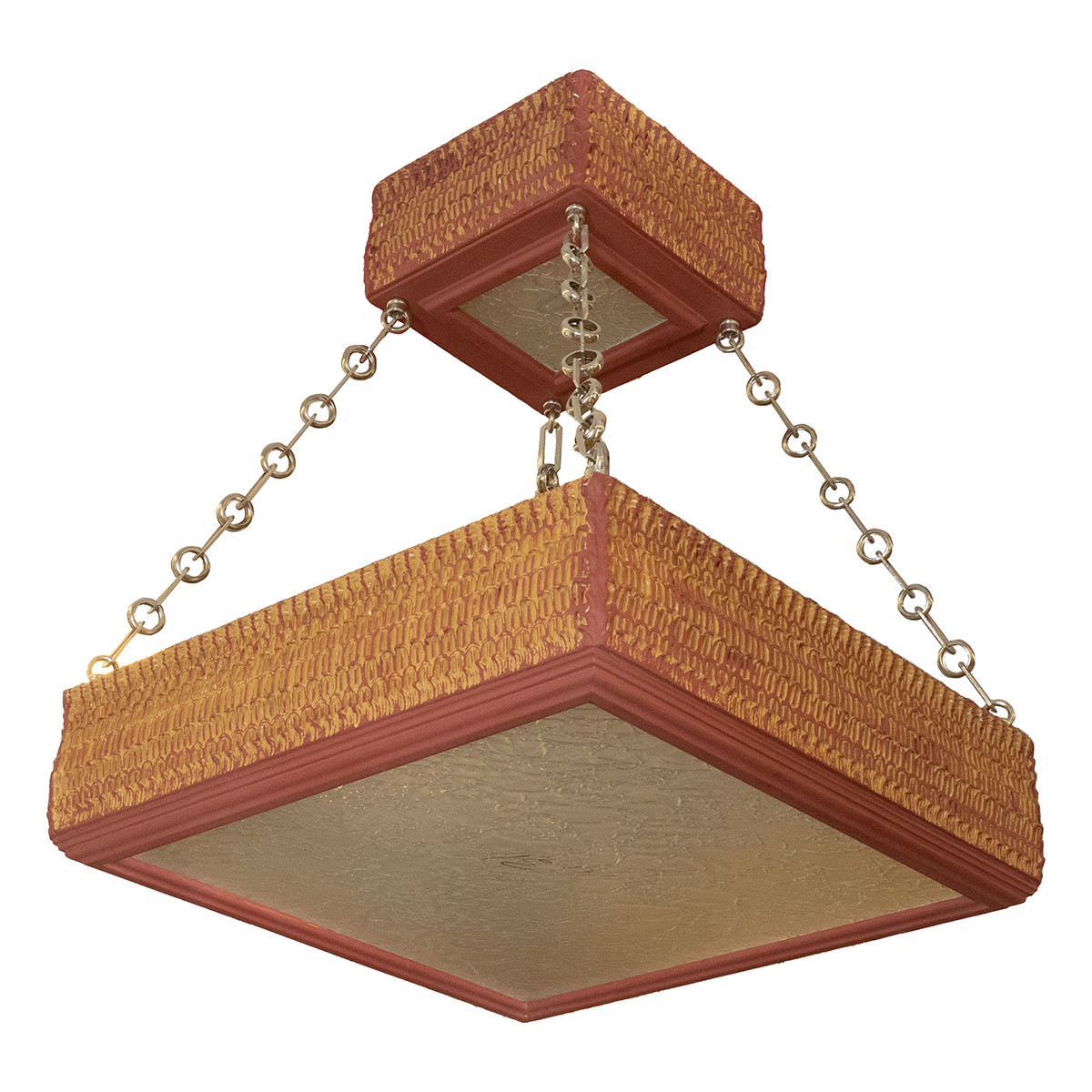 Two-tier square giltwood pendant by Carlos Villegas