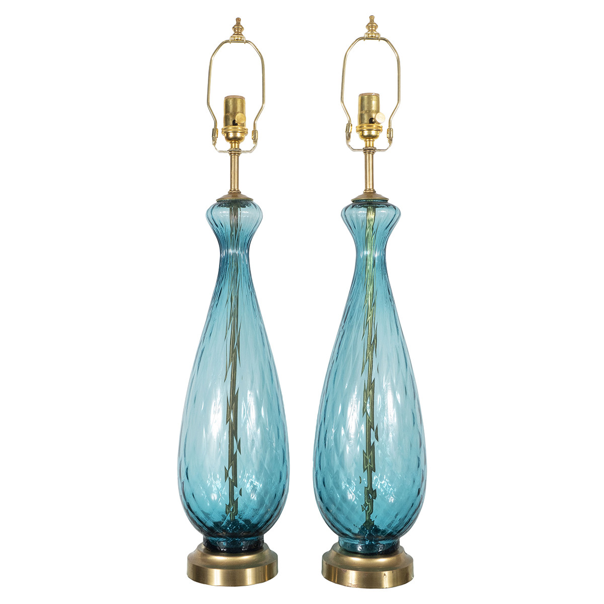 Pair of pale blue Murano glass lamps