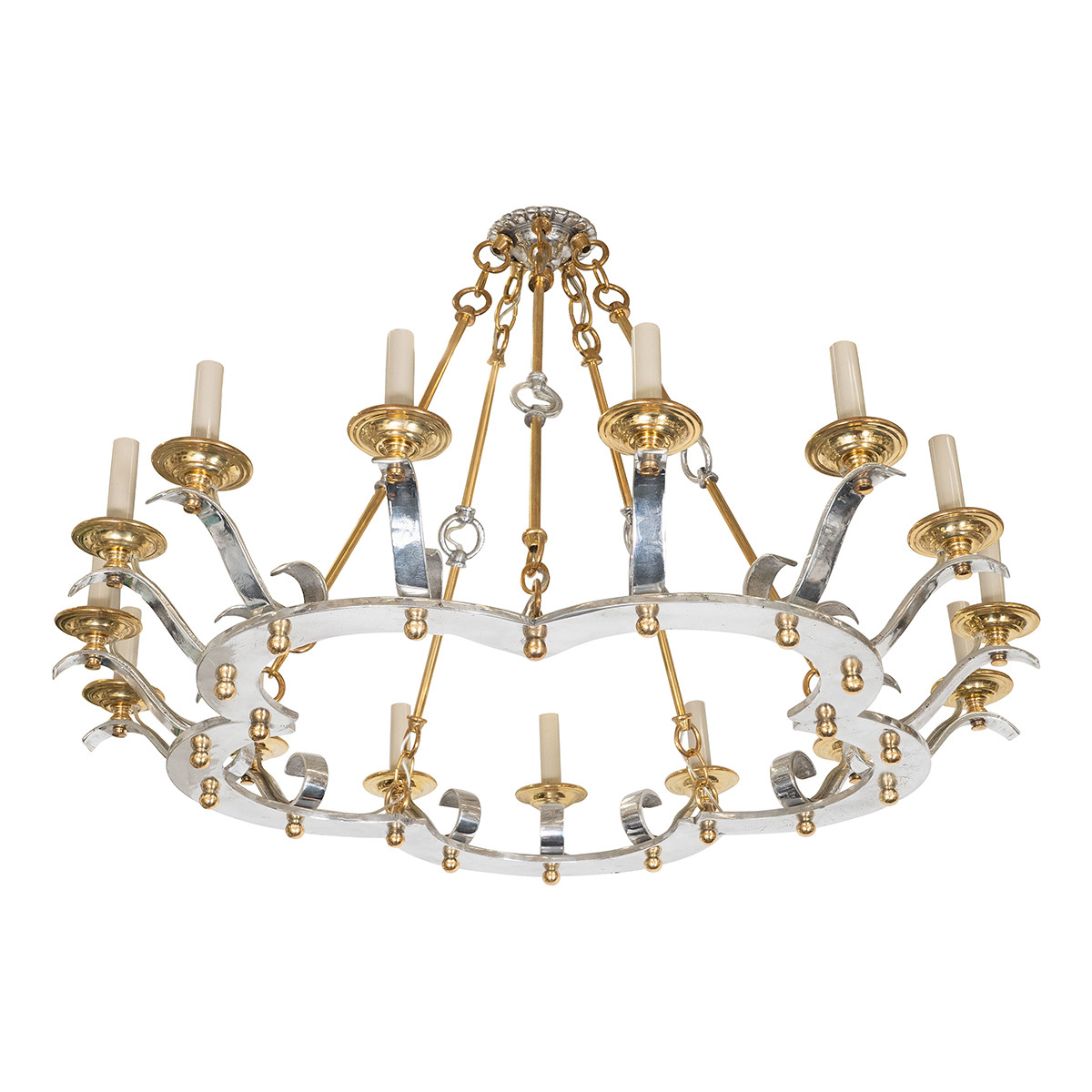 Cast brass and aluminum chandelier