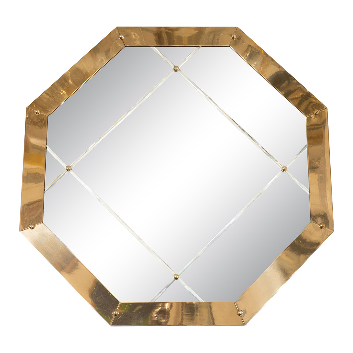 Octagonal brass mirror