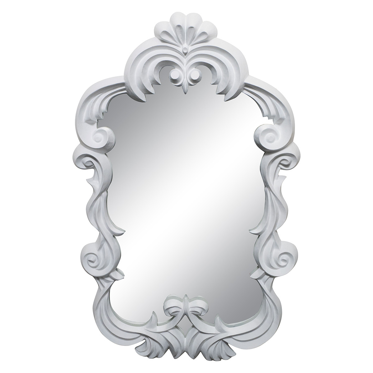 White carved wood mirror