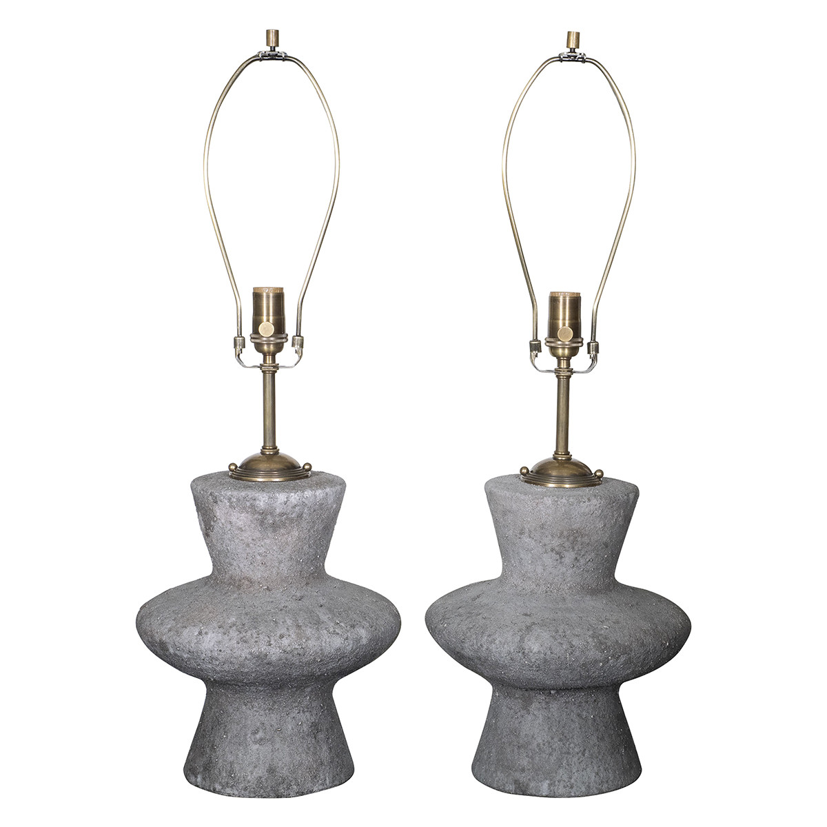 Pair of gray ceramic table lamps